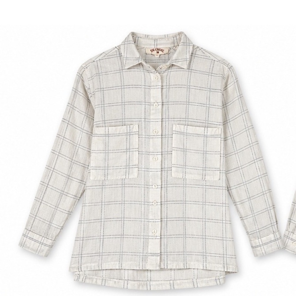 FatFace Button Down Shirt Size 6 White Windowpane Check